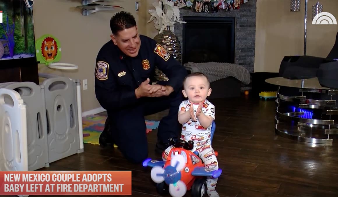 Love at first sight: Firefighter and his wife adopt baby surrendered at firehouse