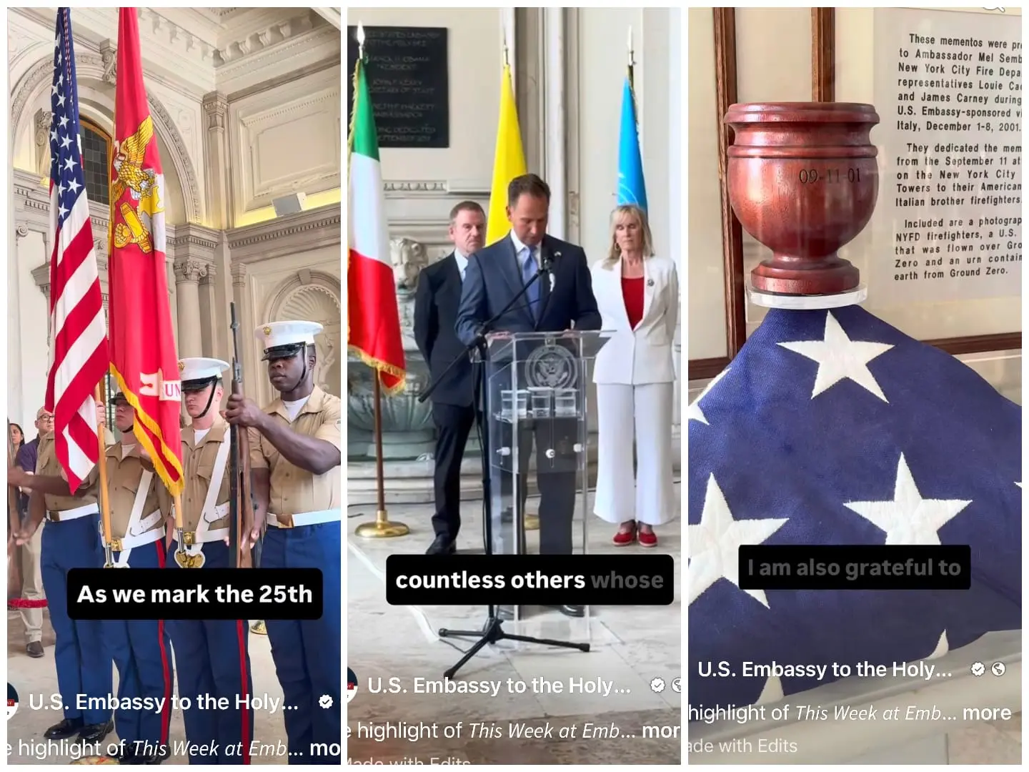 U.S. Embassy to Holy See commemorates 25th anniversary of 9/11